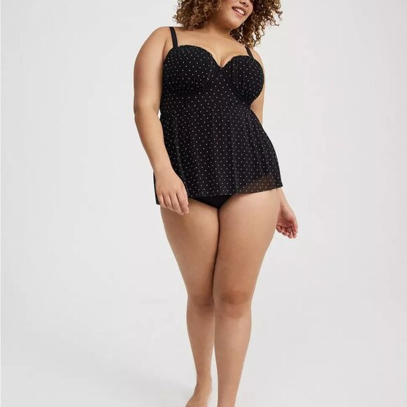 Torrid Polka Dot Retro Underwire Mesh Swim Dress - Picture 2 of 9